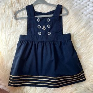 Navy blue with gold trim sailor pinafore dress. Baby girl size 3-6 months (3-6M)
